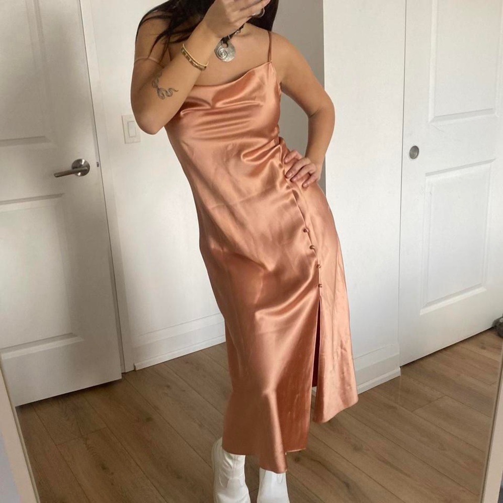 Orange maxi silk slip dress🧡